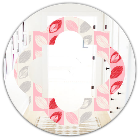 Botanical Retro Design I - Modern Round or Oval Wall Mirror - Quatrefoil