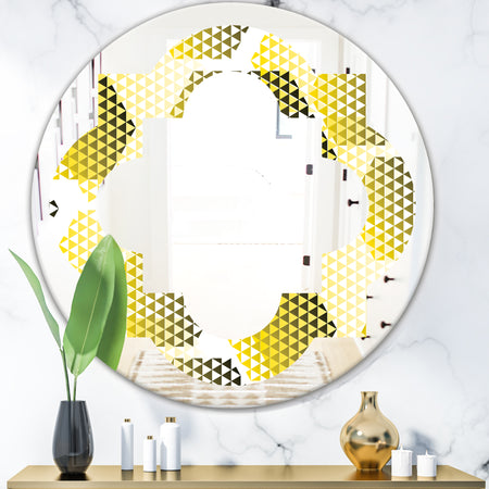 Retro Hexagon Pattern XI - Modern Round or Oval Wall Mirror - Quatrefoil