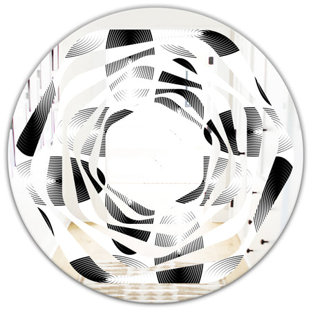 Retro Geometrical Abstract Pattern IV - Modern Round or Oval Wall Mirror - Whirl
