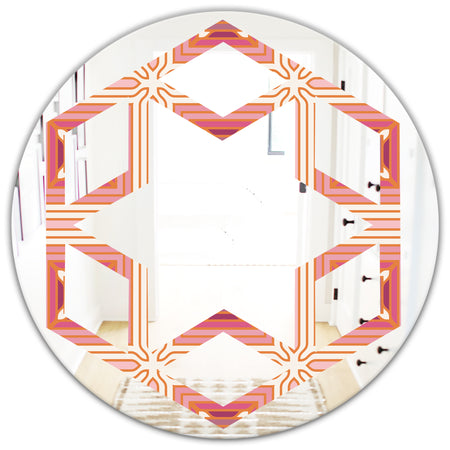 Geometric Retro Design II - Modern Round or Oval Wall Mirror - Hexagon Star