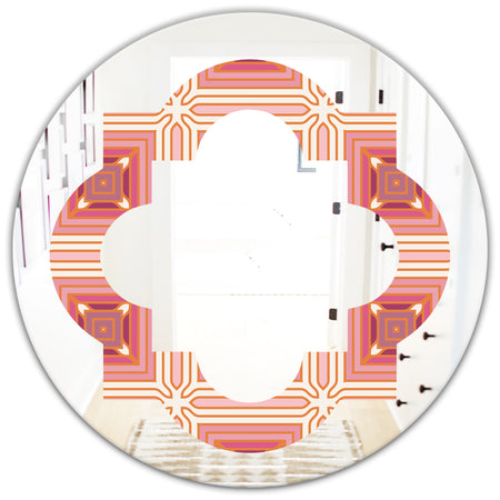 Geometric Retro Design II - Modern Round or Oval Wall Mirror - Quatrefoil