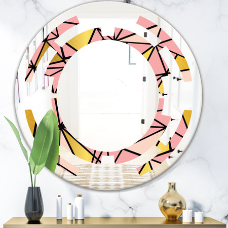 Triangular Gold Design II - Modern Round or Oval Wall Mirror - Space