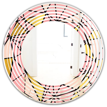 Triangular Gold Design II - Modern Round or Oval Wall Mirror - Wave