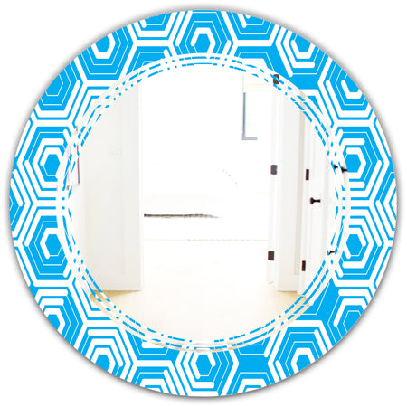 Retro Hexagon Pattern VII - Modern Round or Oval Wall Mirror - Triple C