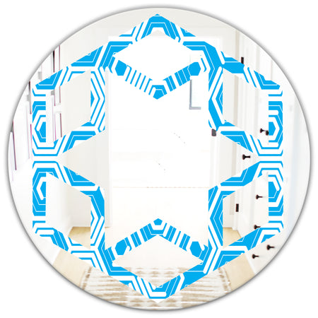 Retro Hexagon Pattern VII - Modern Round or Oval Wall Mirror - Hexagon Star