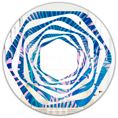 Retro Floral Pattern X - Modern Round or Oval Wall Mirror - Whirl