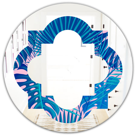 Retro Floral Pattern X - Modern Round or Oval Wall Mirror - Quatrefoil