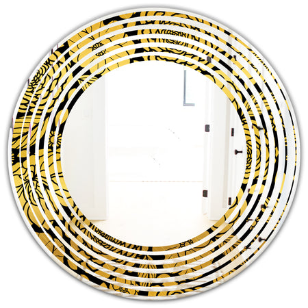 Golden Floral II - Modern Round or Oval Wall Mirror - Wave