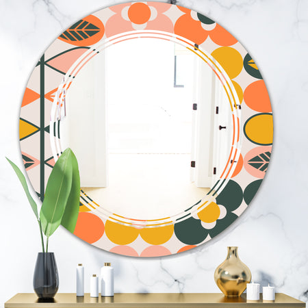 Botanical Retro Design II - Modern Round or Oval Wall Mirror - Triple C