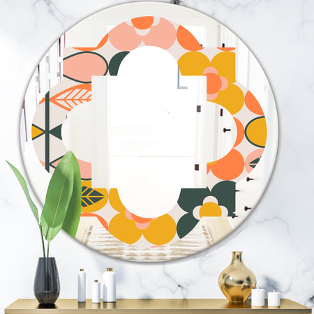 Botanical Retro Design II - Modern Round or Oval Wall Mirror - Quatrefoil