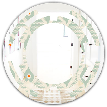Retro Abstract Drops VII - Modern Round or Oval Wall Mirror - Space
