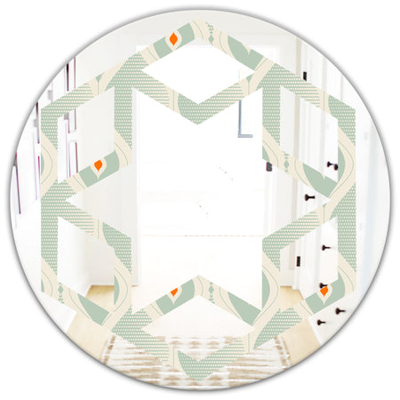 Retro Abstract Drops VII - Modern Round or Oval Wall Mirror - Hexagon Star