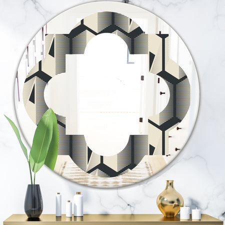 Abstract Retro Triangular Geometrics - Modern Round or Oval Wall Mirror - Quatrefoil