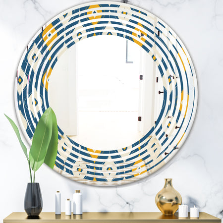Retro Abstract Pattern II - Modern Round or Oval Wall Mirror - Wave