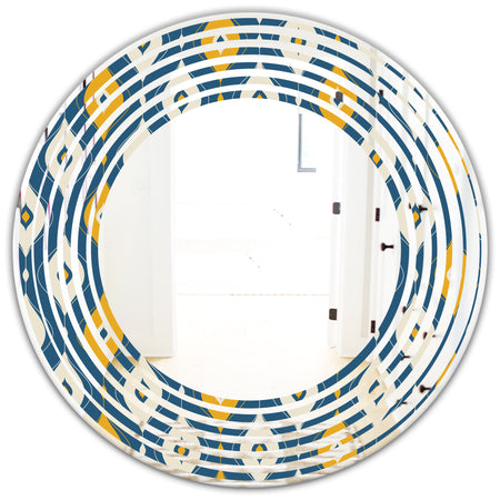 Retro Abstract Pattern II - Modern Round or Oval Wall Mirror - Wave