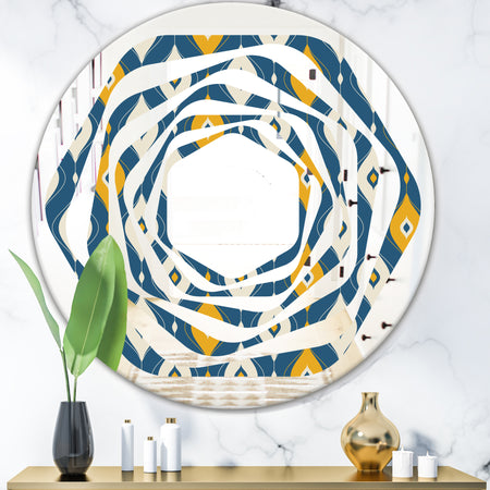 Retro Abstract Pattern II - Modern Round or Oval Wall Mirror - Whirl