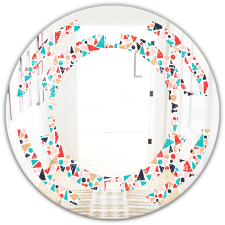 Retro Abstract Pattern Design II - Modern Round or Oval Wall Mirror - Space