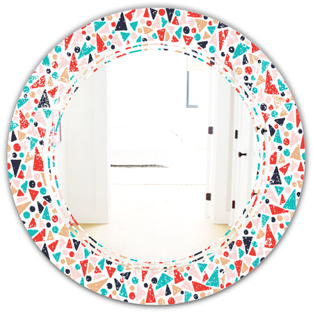 Retro Abstract Pattern Design II - Modern Round or Oval Wall Mirror - Triple C