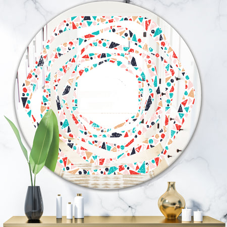 Retro Abstract Pattern Design II - Modern Round or Oval Wall Mirror - Whirl