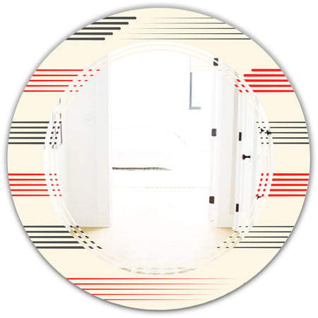 Horizontal Retro Geometrical Pattern I - Modern Round or Oval Wall Mirror - Triple C