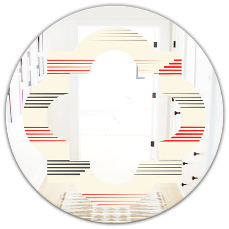Horizontal Retro Geometrical Pattern I - Modern Round or Oval Wall Mirror - Quatrefoil