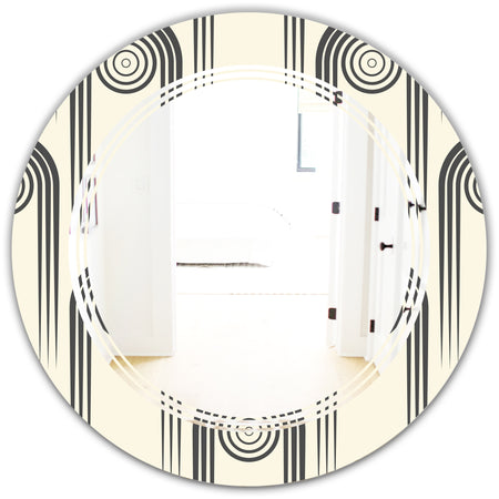 Retro Curved Minimal Geometric Ornament II - Modern Round or Oval Wall Mirror - Triple C