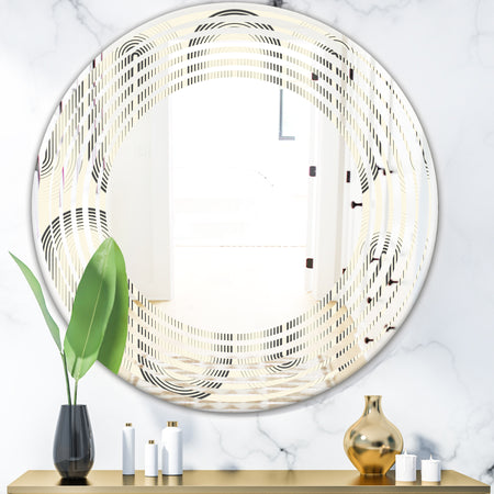 Retro Curved Minimal Geometric Ornament I - Modern Round or Oval Wall Mirror - Wave