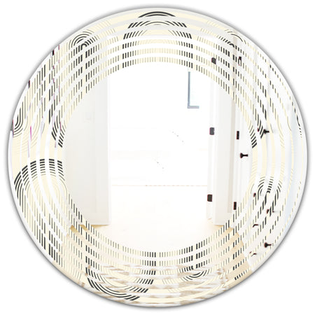 Retro Curved Minimal Geometric Ornament I - Modern Round or Oval Wall Mirror - Wave