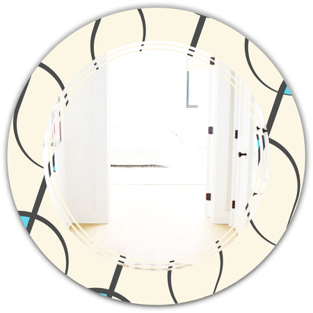 Retro Geometrical Abstract Minimal Pattern I - Modern Round or Oval Wall Mirror - Triple C