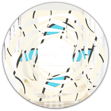 Retro Geometrical Abstract Minimal Pattern I - Modern Round or Oval Wall Mirror - Whirl
