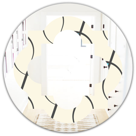 Retro Geometrical Abstract Minimal Pattern I - Modern Round or Oval Wall Mirror - Quatrefoil