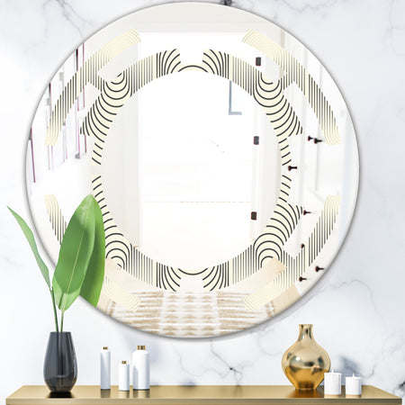 Monochrome Geometric Pattern X - Modern Round or Oval Wall Mirror - Space