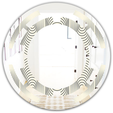 Monochrome Geometric Pattern X - Modern Round or Oval Wall Mirror - Space