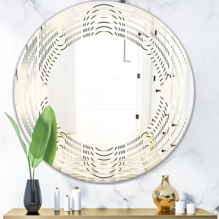 Monochrome Geometric Pattern X - Modern Round or Oval Wall Mirror - Wave