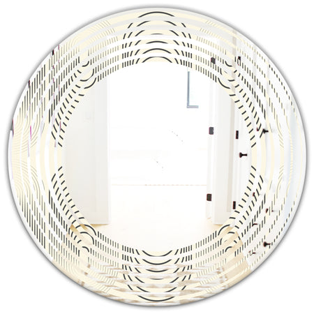 Monochrome Geometric Pattern X - Modern Round or Oval Wall Mirror - Wave