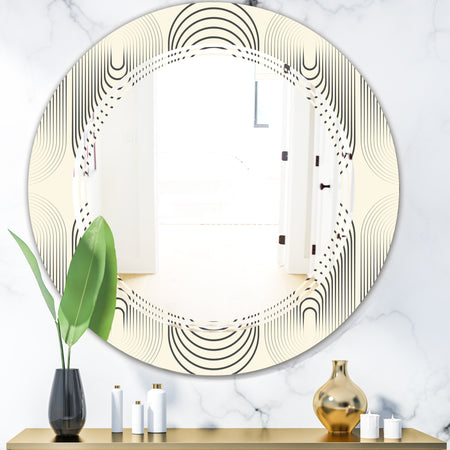 Monochrome Geometric Pattern X - Modern Round or Oval Wall Mirror - Triple C