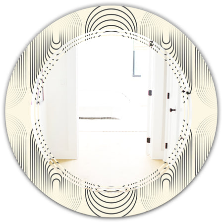 Monochrome Geometric Pattern X - Modern Round or Oval Wall Mirror - Triple C