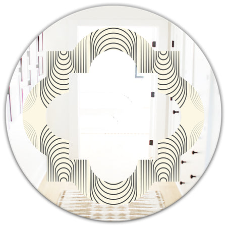 Monochrome Geometric Pattern X - Modern Round or Oval Wall Mirror - Quatrefoil