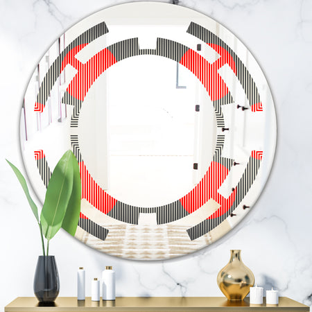 Modern Circle and Line Geometric Pattern - Modern Round or Oval Wall Mirror - Space