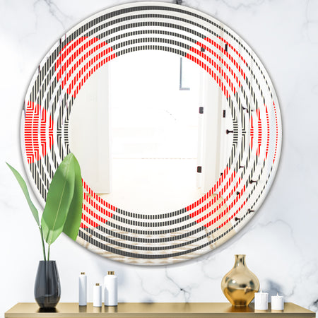 Modern Circle and Line Geometric Pattern - Modern Round or Oval Wall Mirror - Wave