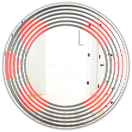Modern Circle and Line Geometric Pattern - Modern Round or Oval Wall Mirror - Wave