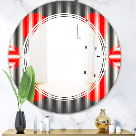 Modern Circle and Line Geometric Pattern - Modern Round or Oval Wall Mirror - Triple C