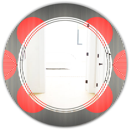 Modern Circle and Line Geometric Pattern - Modern Round or Oval Wall Mirror - Triple C