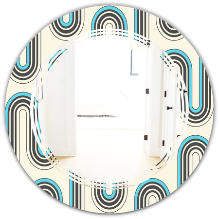 Retro Geometrical Abstract Minimal Pattern IV - Modern Round or Oval Wall Mirror - Triple C
