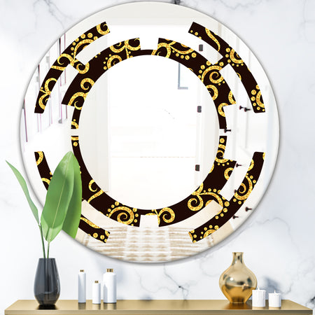 Gold and Black Swirl II - Modern Round or Oval Wall Mirror - Space