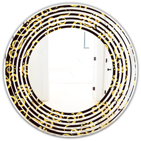 Gold and Black Swirl II - Modern Round or Oval Wall Mirror - Wave