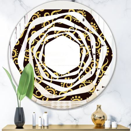 Gold and Black Swirl II - Modern Round or Oval Wall Mirror - Whirl