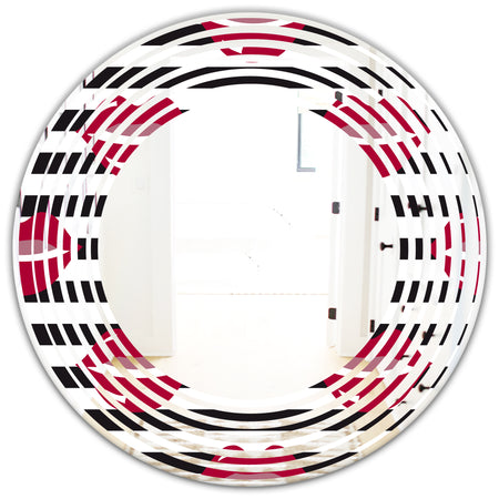 Red Lips Fashion Pattern - Modern Round or Oval Wall Mirror - Wave