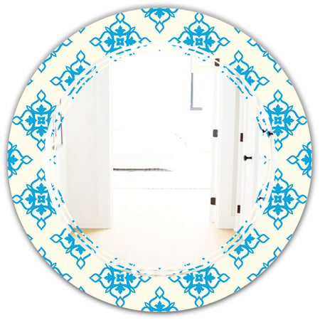 Retro Ornamental Pattern I - Modern Round or Oval Wall Mirror - Triple C