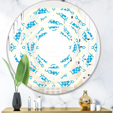 Retro Ornamental Pattern I - Modern Round or Oval Wall Mirror - Whirl